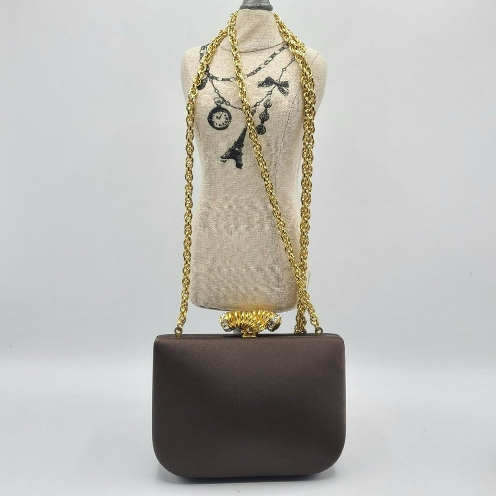 RODO Swarovski Italy Satin Handbag Clutch Purse Shoulder Evening Bag